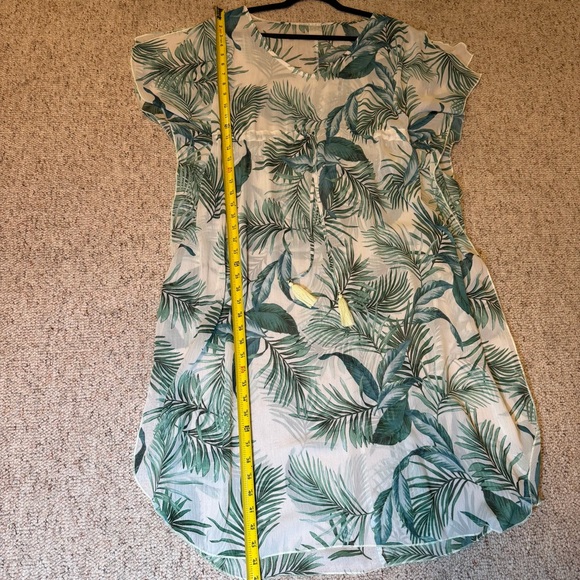 Kona Sol Swimsuit Kaftan Cover Up Small Tropical With Palm Leaf Sheer - Picture 8 of 10